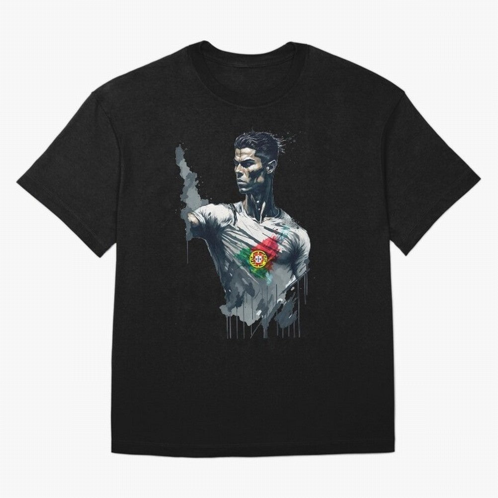 Cristiano Ronaldo splash art Oversized T-Shirt Celebrate the Biggest Stage of FIFA World Cup 2026 Group Stage for Fans of Cristiano Ronaldo, Haaland and CR7 and Portugal, Bringing Championship Spirit, Famous Goals, Roaring Crowds and International