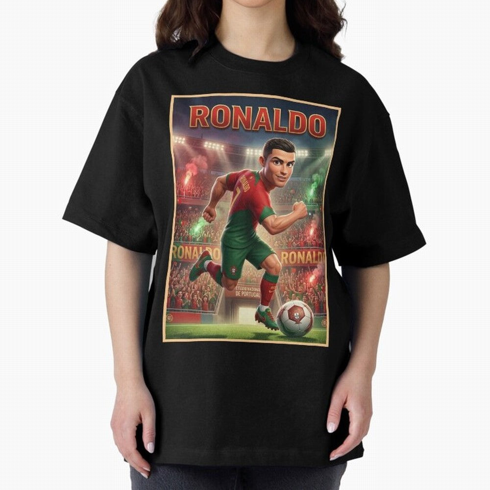 Ronaldo Oversized T-Shirt Bring Retro Soccer Energy to FIFA World Cup 2026 Group Stage Spirit, Driven by Portugal, Spain and Germany, Haaland and Mbappe, Football History, Final Match Energy, Crowd Noise and Once in a Lifetime Moments; Ideal for
