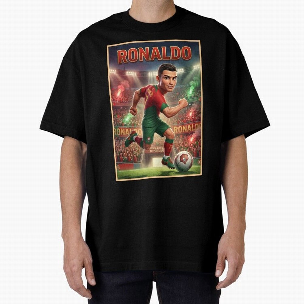 Ronaldo Oversized T-Shirt Bring Retro Soccer Energy to FIFA World Cup 2026 Group Stage Spirit, Driven by Portugal, Spain and Germany, Haaland and Mbappe, Football History, Final Match Energy, Crowd Noise and Once in a Lifetime Moments; Ideal for