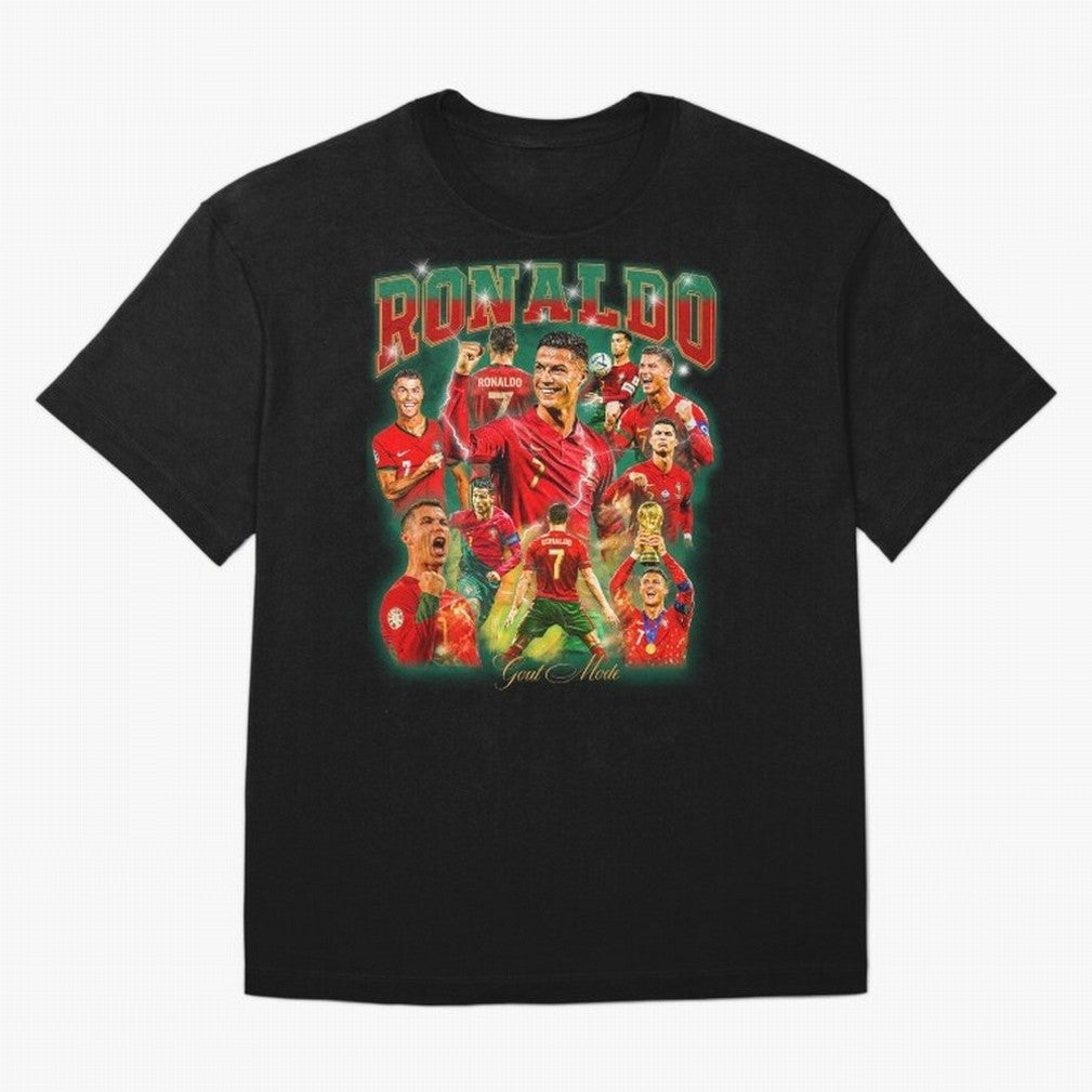 Ronaldo Vintage Bootleg Design Oversized T-Shirt Feel the Roar of FIFA World Cup 2026 USA Canada Mexico with CR7 and Messi, Spain Energy, Stadium Chants, National Pride, Trophy Dreams and Unforgettable Football Memories; Made for Die Hard