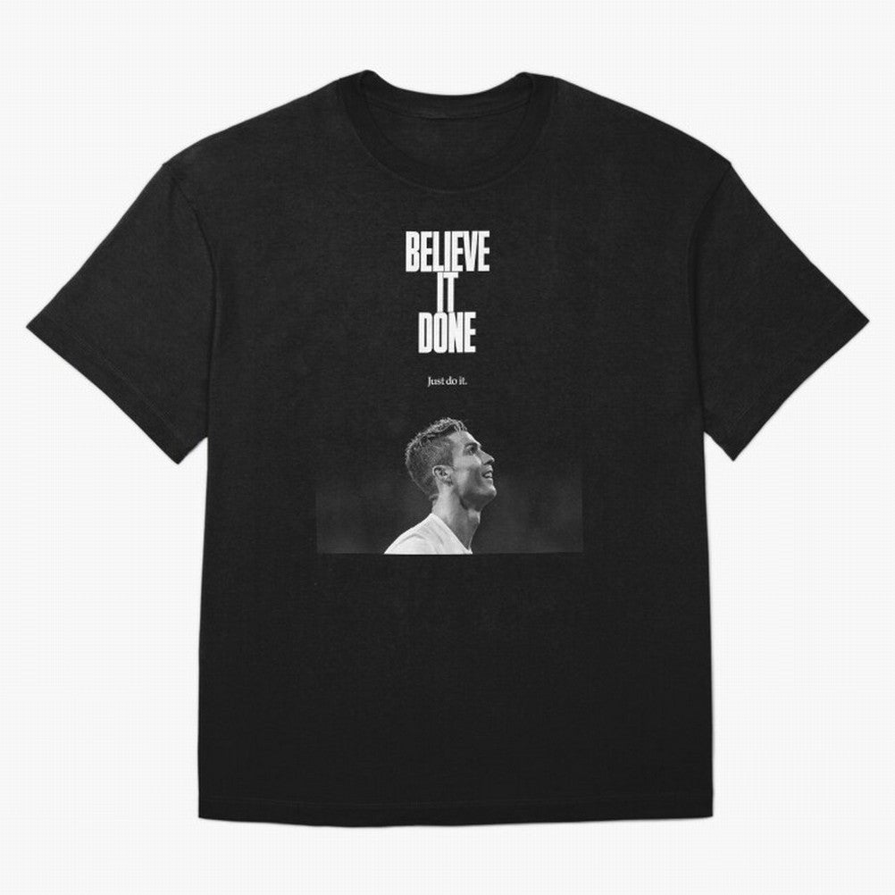 CRISTIANO RONALDO BELIVE IT DONE Oversized T-Shirt Celebrate National Team Dreams in FIFA World Cup 2026 for Fans of CR7 and Spain and Netherlands, Bringing Football Passion, Legendary Performances, Festival Vibes and Supporter Community; Made for