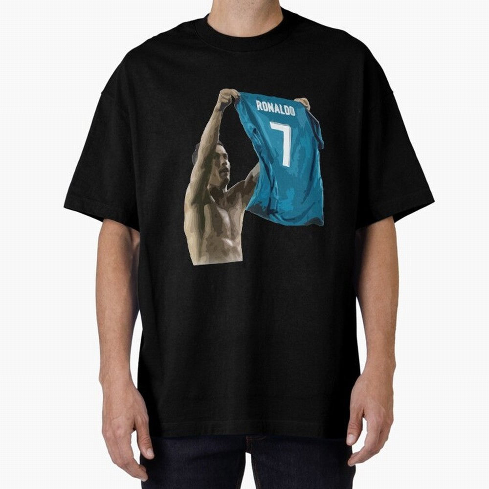 Cristiano Ronaldo celebration goal against Barcelona Oversized T-Shirt Fuel Your Fan Pride for FIFA World Cup 2026 Spirit, Capturing France, Haaland and Mbappe, Football History, Final Match Energy, Crowd Noise and Once in a Lifetime Moments; Made