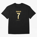CR7 Cristiano Ronaldo Black And Gold Luxury Drawstring Bag Oversized T-Shirt Discover FIFA World Cup 2026 USA Canada Mexico Spirit, Featuring England, France and Netherlands, Haaland and Mbappe, Classic Soccer Heritage, Championship Pressure, Fan