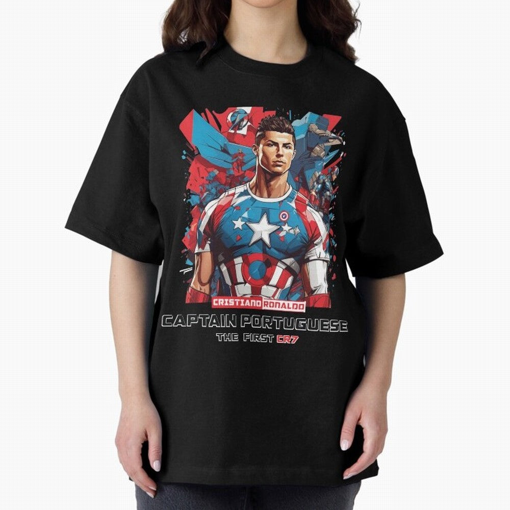 Cristiano Ronaldo Captain Portuguese Oversized T-Shirt Remember Iconic Moments from FIFA World Cup 2026 USA Canada Mexico Spirit, Inspired by Brazil, Messi and Cristiano Ronaldo, Tournament Hype, Historic Matchups, Family Viewing Parties and Global