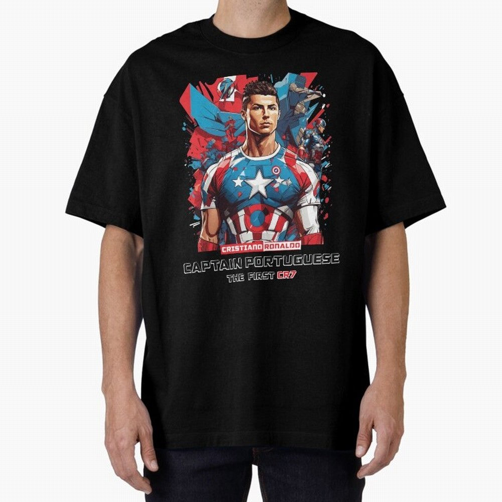 Cristiano Ronaldo Captain Portuguese Oversized T-Shirt Remember Iconic Moments from FIFA World Cup 2026 USA Canada Mexico Spirit, Inspired by Brazil, Messi and Cristiano Ronaldo, Tournament Hype, Historic Matchups, Family Viewing Parties and Global