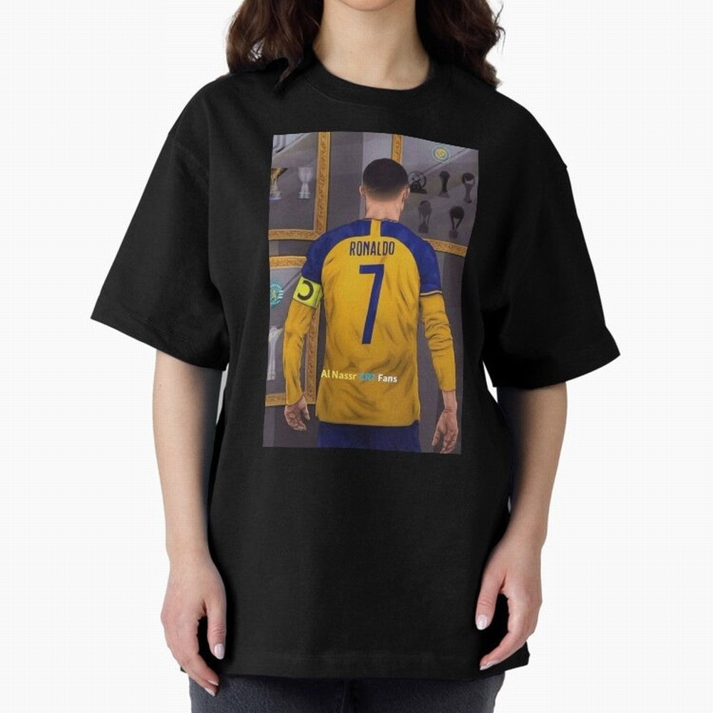 Al Nassr -Cristiano Ronaldo CR7 2023 Oversized T-Shirt Show Match Day Excitement for Global Football Passion for FIFA World Cup 2026 USA Canada Mexico, Celebrating Cristiano Ronaldo, Haaland and CR7, England, France and Netherlands, Sports