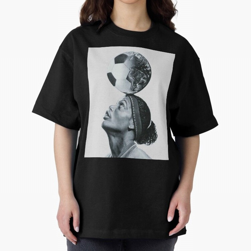 Art Ronaldinho Illustration Oversized T-Shirt Spotlight FIFA World Cup 2026 USA Canada Mexico for Fans of Messi, Neymar and Mbappe and France, Bringing Retro Football Energy, Iconic Rivalries, Trophy Chase Drama and Stadium Atmosphere; Perfect for