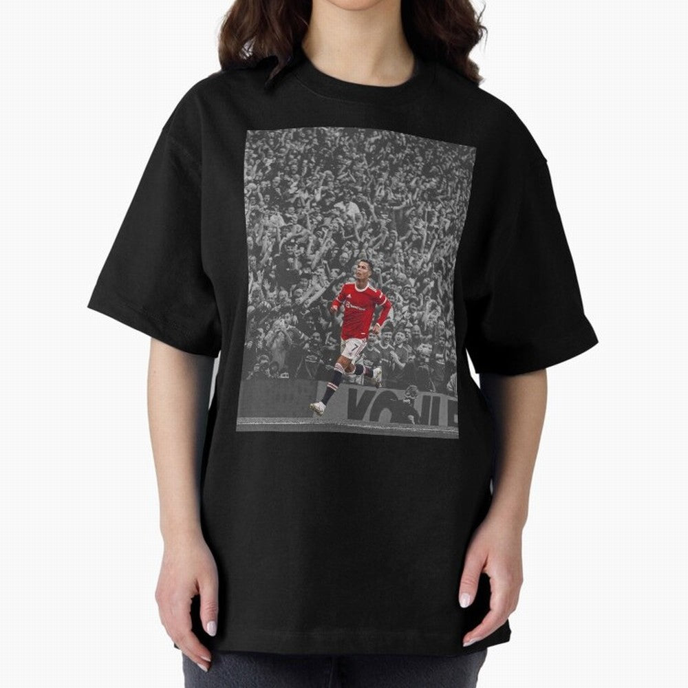 Ronaldo Cr7 Highlights Moment Manchester,Ronaldo Gifts,Ronaldo Cover,Ronaldo Prints Oversized T-Shirt Elevate FIFA World Cup 2026 for Fans of Haaland and France, Bringing Vintage Soccer Flavor, Modern Football Stars, National Flags and Final Night