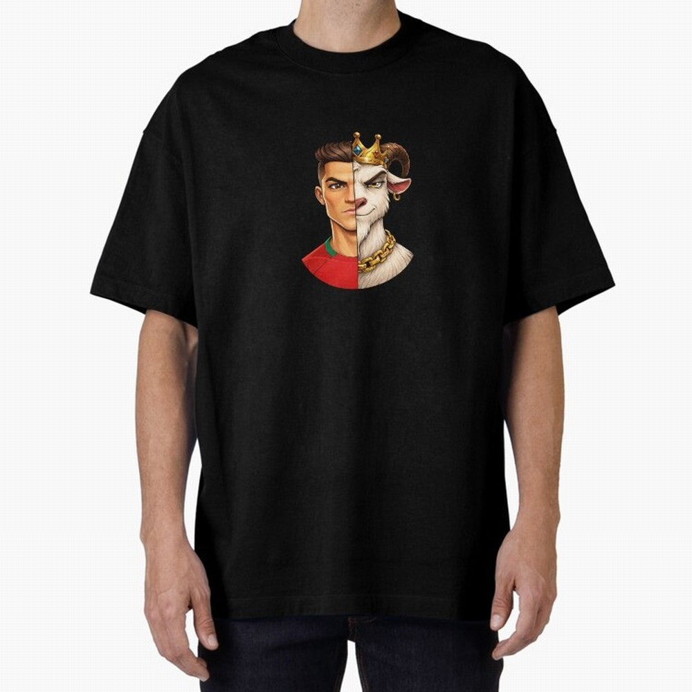 Half Man Half Goat - Cristiano Ronaldo Oversized T-Shirt Cheer for Match Day Hype around FIFA World Cup 2026 Group Stage, CR7, Spain and Netherlands, Champion Mindset, Group Stage Buzz, Knockout Tension and Passionate Fan Culture; Ideal for