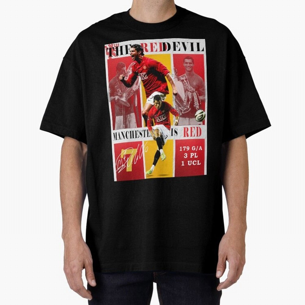 Cristiano Ronaldo 2008 Manchester United Poster Oversized T-Shirt Keep Football History Alive during FIFA World Cup 2026 Spirit, Featuring France and Portugal, Messi, CR7 and Mbappe, Soccer Culture, Superstar Moments, National Team Dreams and