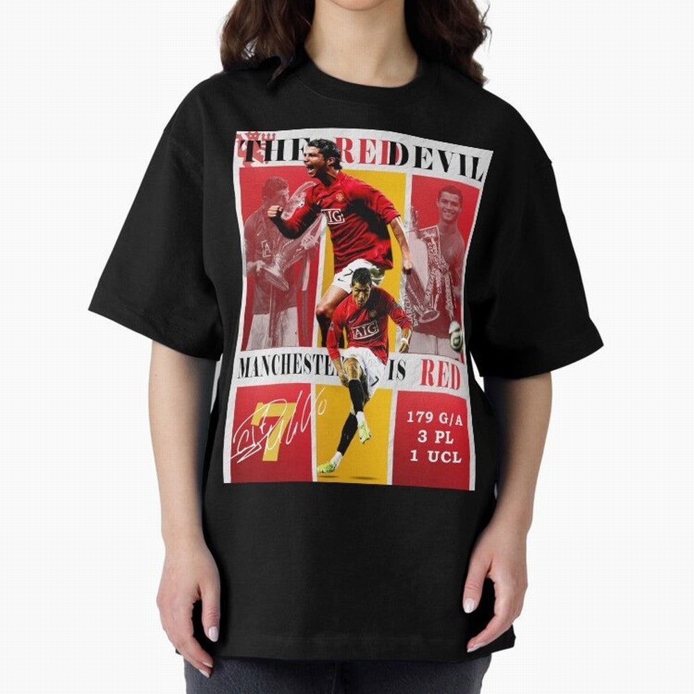 Cristiano Ronaldo 2008 Manchester United Poster Oversized T-Shirt Keep Football History Alive during FIFA World Cup 2026 Spirit, Featuring France and Portugal, Messi, CR7 and Mbappe, Soccer Culture, Superstar Moments, National Team Dreams and