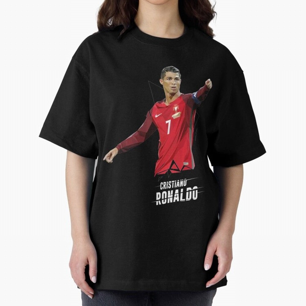 Ronaldo Cristiano Ronaldo Lowpoly Art Oversized T-Shirt Create FIFA World Cup 2026 for Fans of CR7 and Portugal, Bringing Global Supporter Spirit, Legendary Goals, National Colors and Tournament Celebration; Ideal for Football Dads, Football Moms,