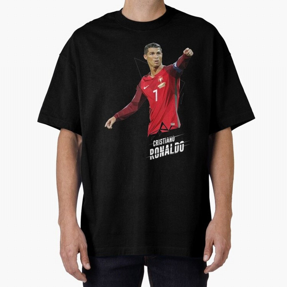 Ronaldo Cristiano Ronaldo Lowpoly Art Oversized T-Shirt Create FIFA World Cup 2026 for Fans of CR7 and Portugal, Bringing Global Supporter Spirit, Legendary Goals, National Colors and Tournament Celebration; Ideal for Football Dads, Football Moms,