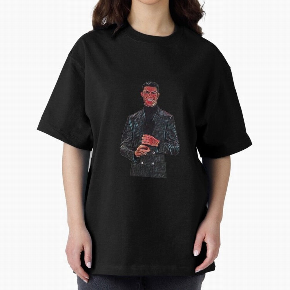 a nice smile from the goat Oversized T-Shirt Celebrate the Magic of FIFA World Cup 2026 Spirit, Capturing Argentina, Messi and Cristiano Ronaldo, Retro Football Energy, Iconic Rivalries, Trophy Chase Drama and Stadium Atmosphere; Perfect for People