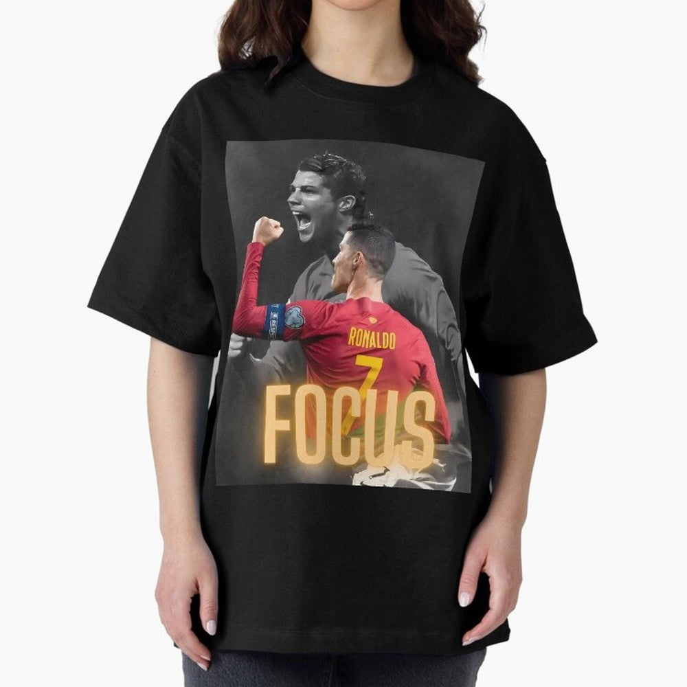 Focus With CR7 Oversized T-Shirt Show Match Day Excitement for FIFA World Cup 2026 USA Canada Mexico Spirit, Centered on Netherlands, Haaland, Stadium Memories, Football Loyalty, International Chants and Championship Tradition; Perfect for People