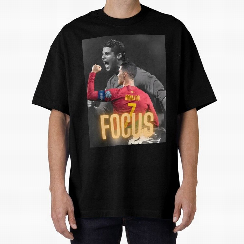 Focus With CR7 Oversized T-Shirt Show Match Day Excitement for FIFA World Cup 2026 USA Canada Mexico Spirit, Centered on Netherlands, Haaland, Stadium Memories, Football Loyalty, International Chants and Championship Tradition; Perfect for People