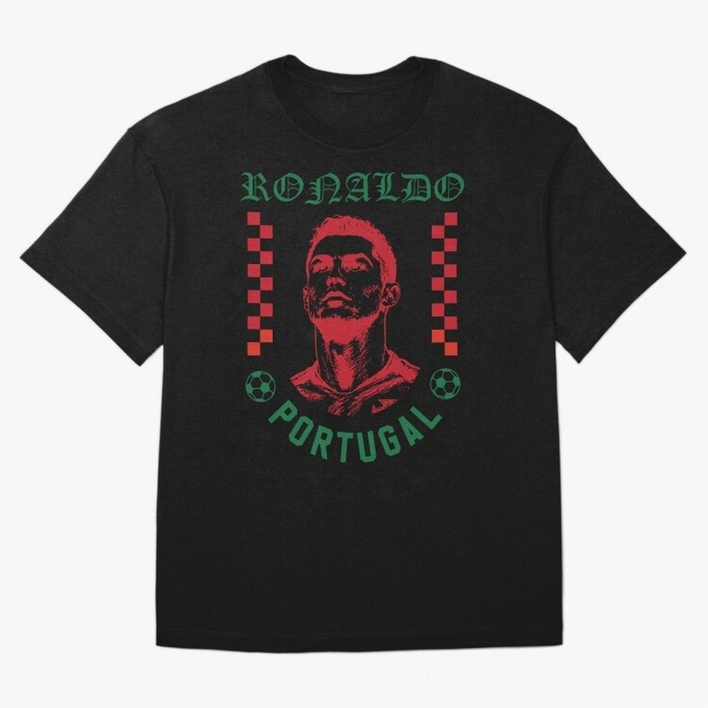 Cristiano Ronaldo Portugal Football Design World Cup Fan Art GOAT Soccer Oversized T-Shirt Live the Energy of Global Football Passion for FIFA World Cup 2026 Group Stage, with Mbappe and Neymar, Argentina, Fan Favorite Moments, National Team