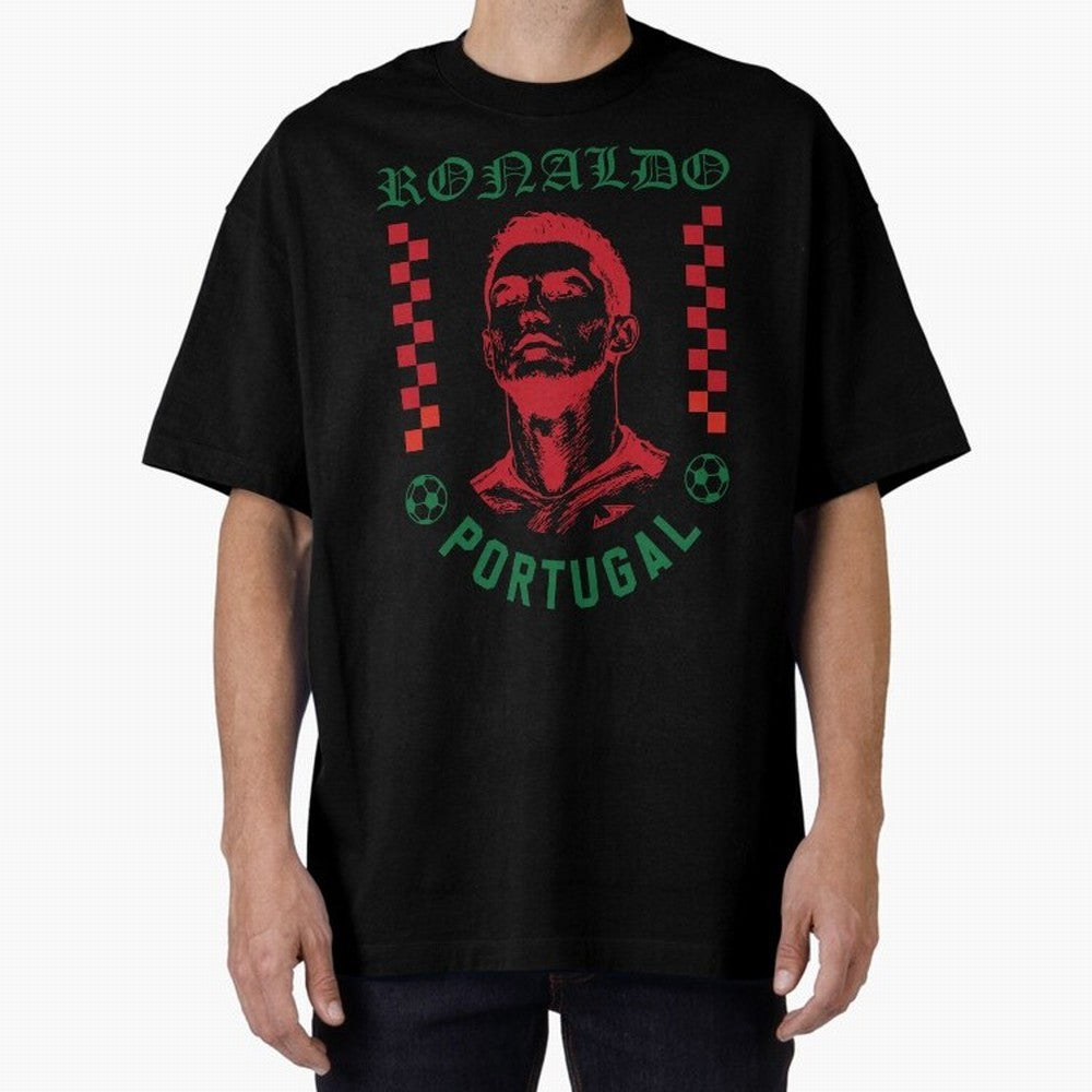 Cristiano Ronaldo Portugal Football Design World Cup Fan Art GOAT Soccer Oversized T-Shirt Live the Energy of Global Football Passion for FIFA World Cup 2026 Group Stage, with Mbappe and Neymar, Argentina, Fan Favorite Moments, National Team
