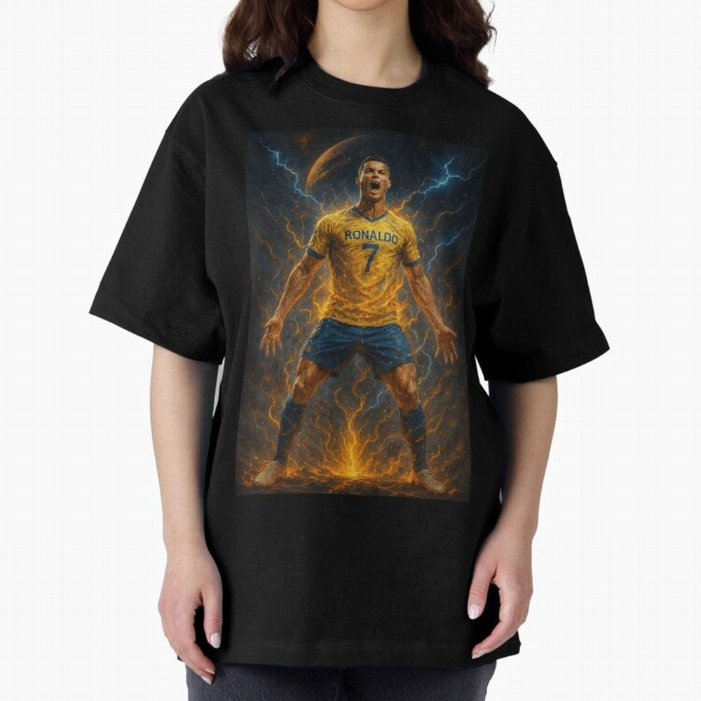Cristiano Ronaldo Oversized T-Shirt Get Ready for FIFA World Cup 2026 USA Canada Mexico Capturing Messi, France Energy, Worldwide Fan Energy, Dramatic Goals, Stadium Lights and Championship Celebrations; Great for Watch Parties, Sports Bars, Family