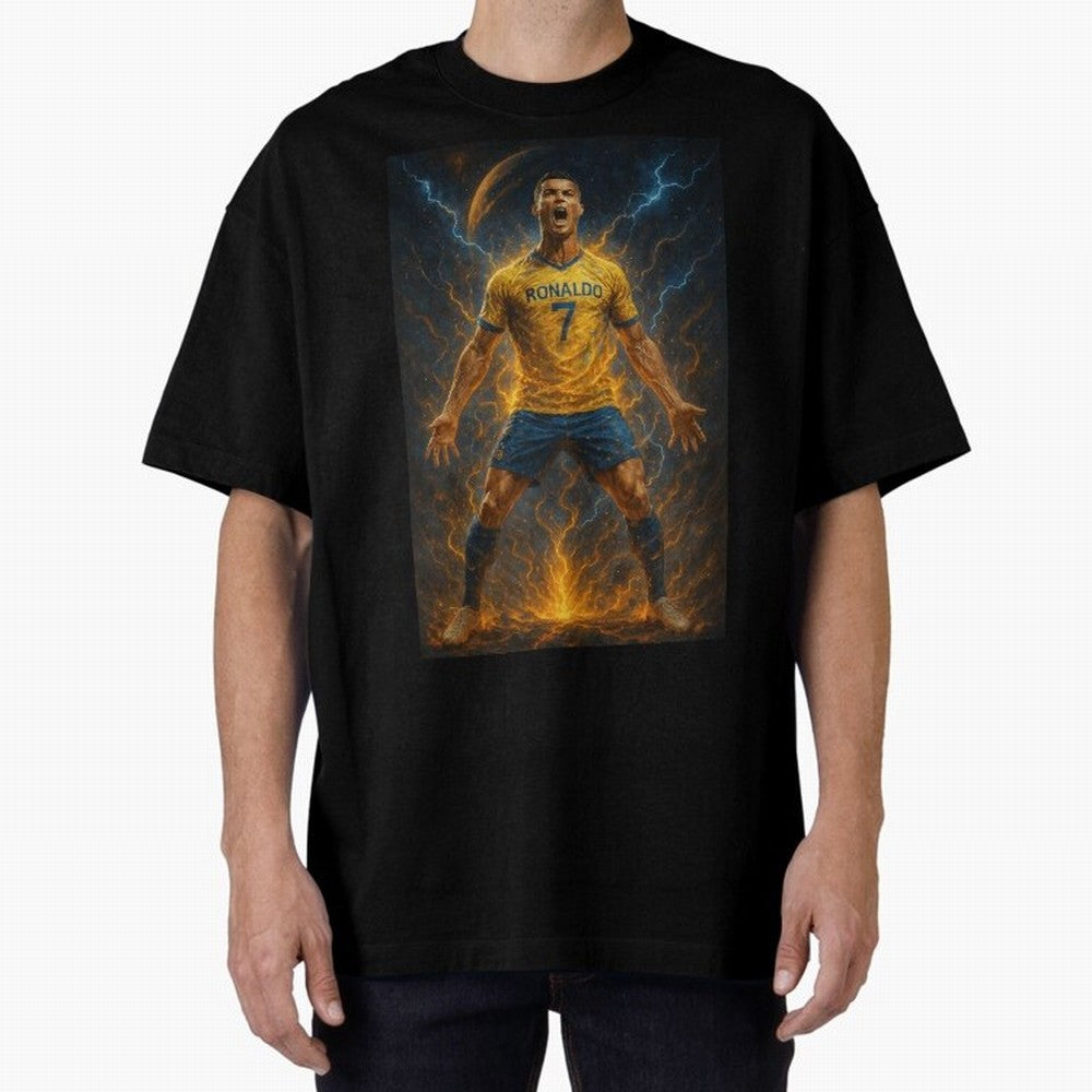 Cristiano Ronaldo Oversized T-Shirt Get Ready for FIFA World Cup 2026 USA Canada Mexico Capturing Messi, France Energy, Worldwide Fan Energy, Dramatic Goals, Stadium Lights and Championship Celebrations; Great for Watch Parties, Sports Bars, Family