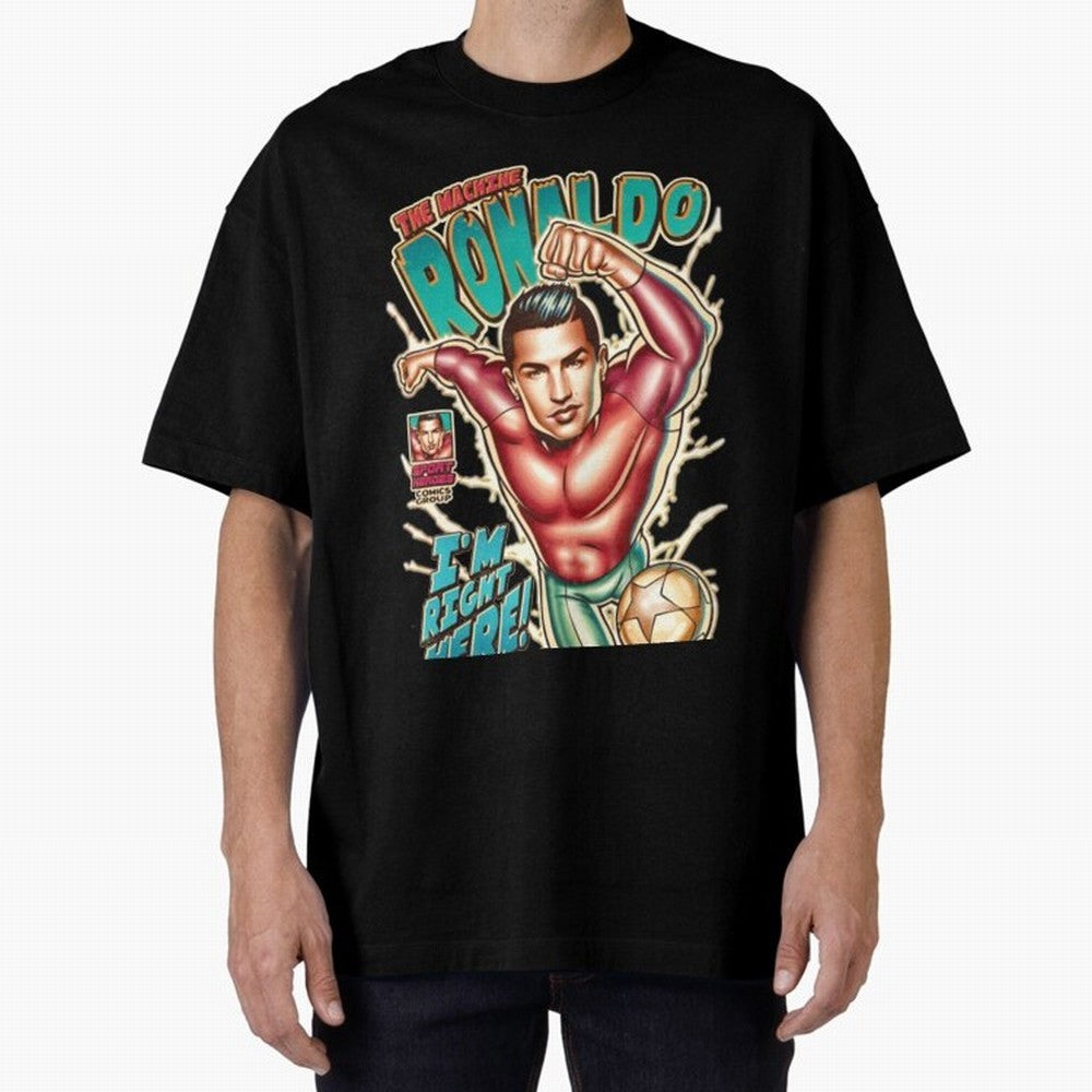 Cristiano Ronaldo The Machine Ronaldo Oversized T-Shirt Carry National Pride through the FIFA World Cup 2026 Journey through Haaland Highlights, England Pride, Retro Football Energy, Iconic Rivalries, Trophy Chase Drama and Stadium Atmosphere;