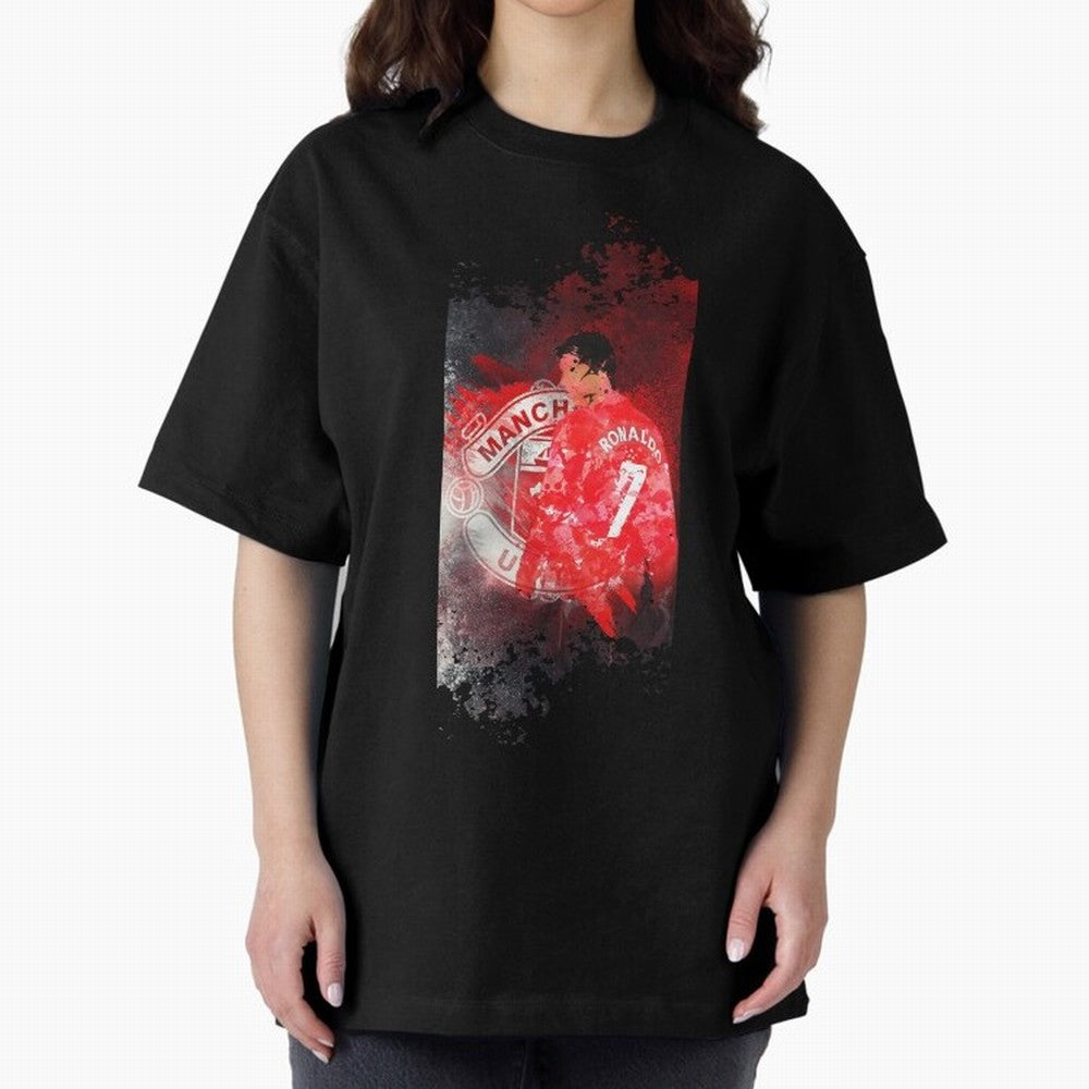 Ronaldo Illustration 002 Oversized T-Shirt Make Game Day About FIFA World Cup 2026 Group Stage for Fans of Neymar, Haaland and Cristiano Ronaldo and Argentina, France and Brazil, Bringing Stadium Memories, Football Loyalty, International Chants and