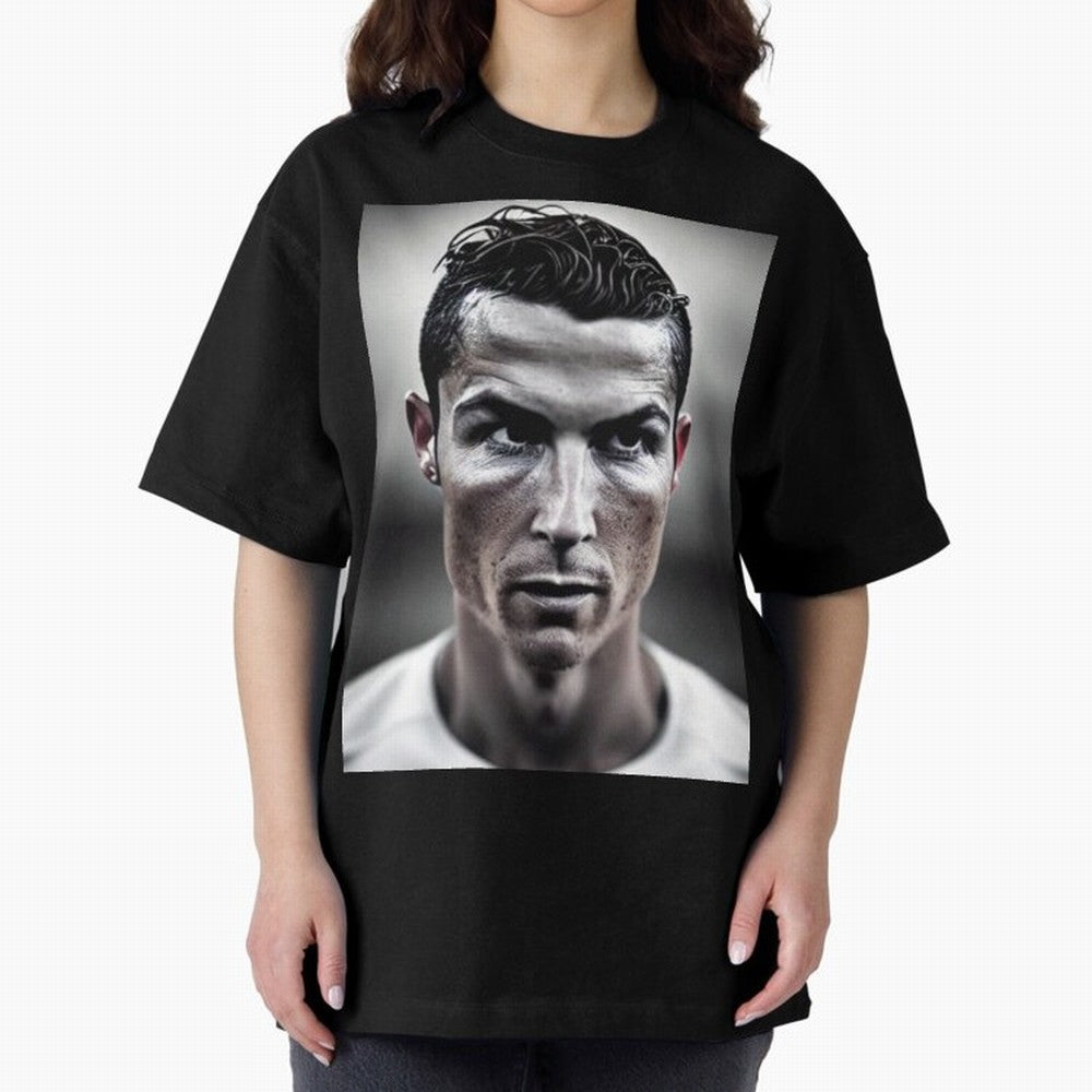 Cristiano Ronaldo Portrait Oversized T-Shirt Cheer through Every Moment of FIFA World Cup 2026 Spirit, with England, Messi and Cristiano Ronaldo, Champion Mindset, Group Stage Buzz, Knockout Tension and Passionate Fan Culture; Great for Supporters