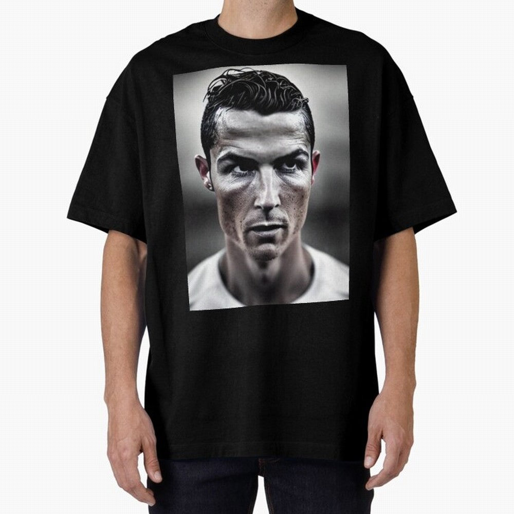 Cristiano Ronaldo Portrait Oversized T-Shirt Cheer through Every Moment of FIFA World Cup 2026 Spirit, with England, Messi and Cristiano Ronaldo, Champion Mindset, Group Stage Buzz, Knockout Tension and Passionate Fan Culture; Great for Supporters