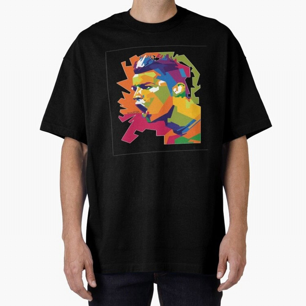 Ronaldo Cristiano Ronaldo pop potrait Oversized T-Shirt Remember the FIFA World Cup 2026 Journey through CR7 and Messi Highlights, France and Portugal Pride, Championship Spirit, Famous Goals, Roaring Crowds and International Football Unity;