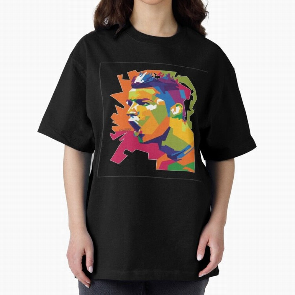 Ronaldo Cristiano Ronaldo pop potrait Oversized T-Shirt Remember the FIFA World Cup 2026 Journey through CR7 and Messi Highlights, France and Portugal Pride, Championship Spirit, Famous Goals, Roaring Crowds and International Football Unity;
