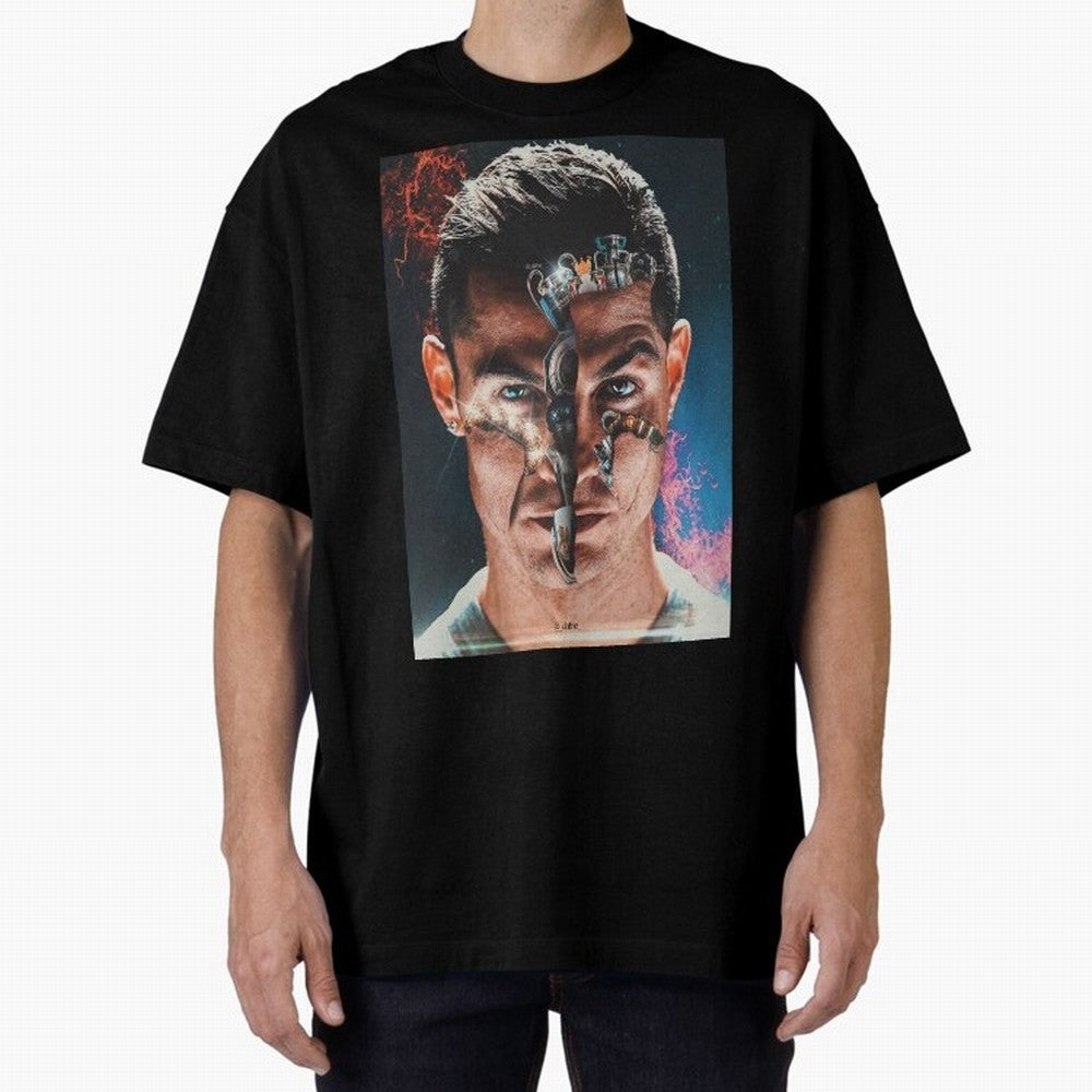 CR7 Career Titles+Ballon (x5) Oversized T-Shirt Back the Journey through FIFA World Cup 2026 Group Stage Spirit, Capturing France and Portugal, Messi and Cristiano Ronaldo, Worldwide Fan Energy, Dramatic Goals, Stadium Lights and Championship