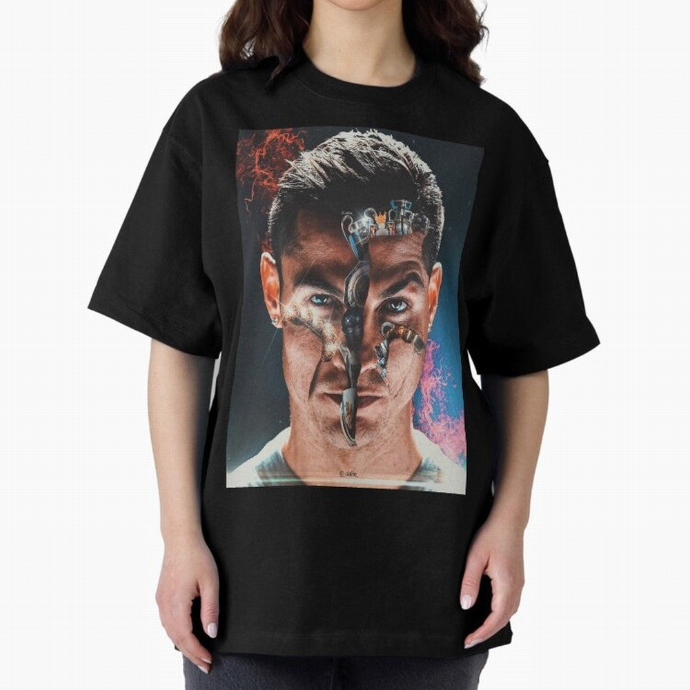 CR7 Career Titles+Ballon (x5) Oversized T-Shirt Back the Journey through FIFA World Cup 2026 Group Stage Spirit, Capturing France and Portugal, Messi and Cristiano Ronaldo, Worldwide Fan Energy, Dramatic Goals, Stadium Lights and Championship