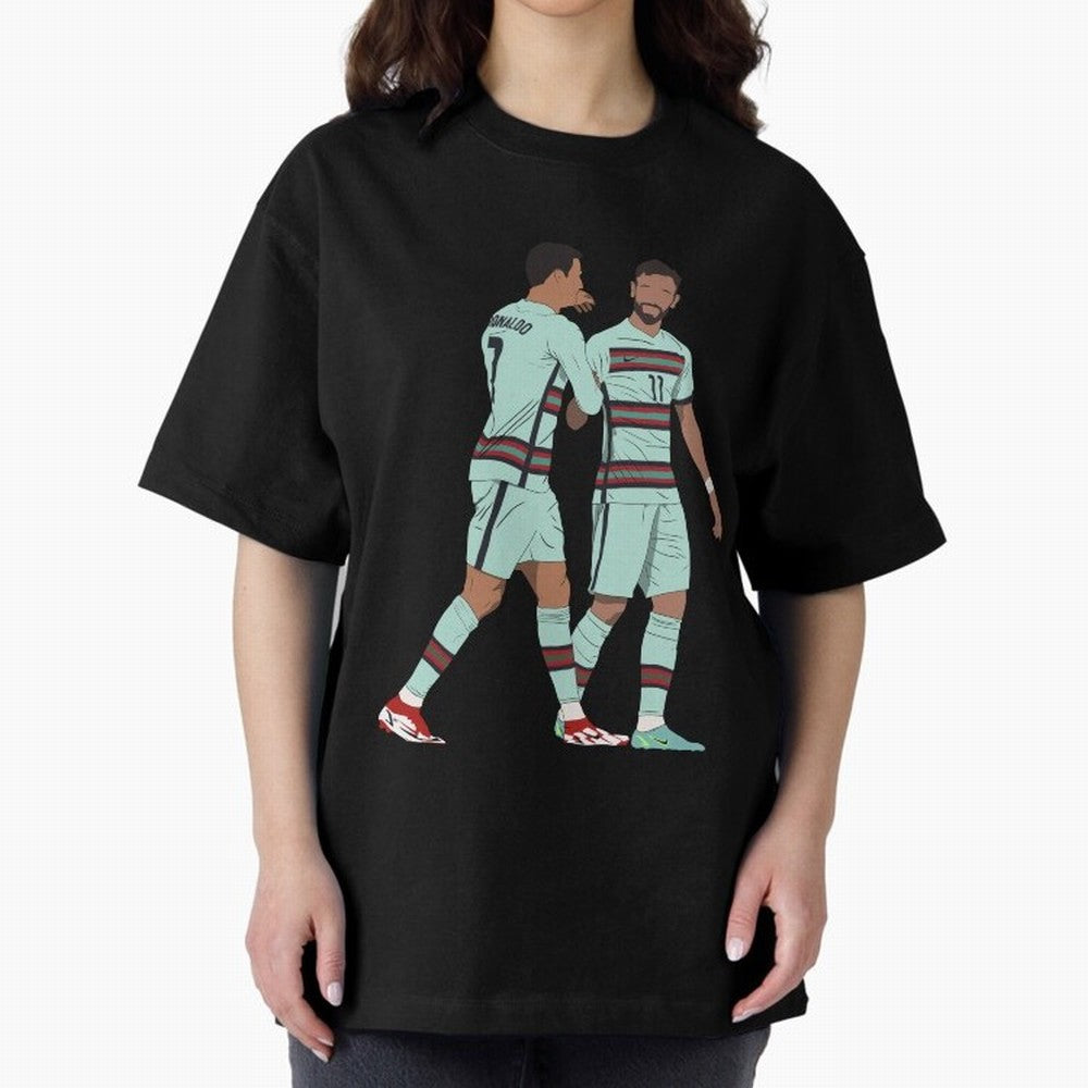 Cristiano Ronaldo & Bruno Fernandes Portugal Oversized T-Shirt Enjoy the FIFA World Cup 2026 USA Canada Mexico Journey through Haaland Highlights, Brazil Pride, Soccer Culture, Superstar Moments, National Team Dreams and Competitive Fire; Created