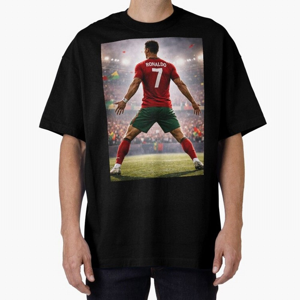 Cristiano Ronaldo Portuguese Legend Number Seven SIUUU Oversized T-Shirt Bring Trophy Dreams to the FIFA World Cup 2026 USA Canada Mexico Journey through Haaland and Mbappe Highlights, Spain Pride, Football Festival Excitement, Trophy Ambitions,