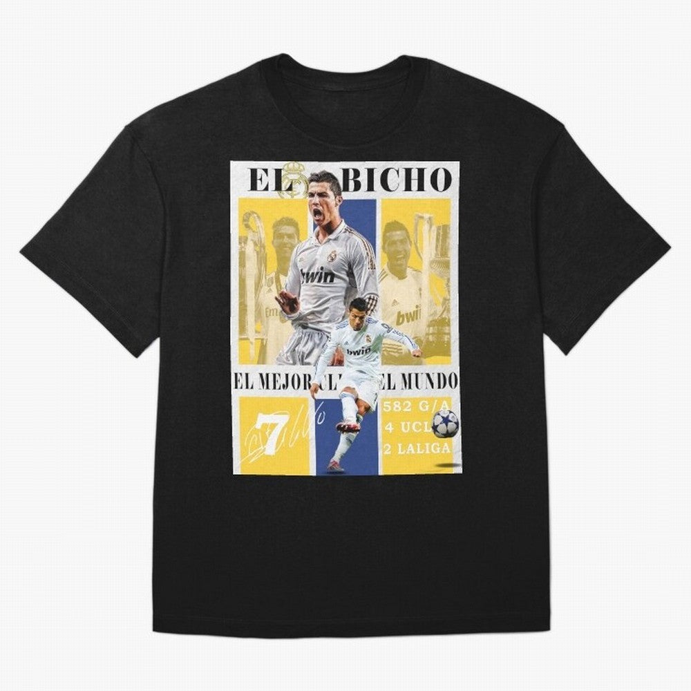 Cristiano Ronaldo Real Madrid Wall Art Oversized T-Shirt Showcase FIFA World Cup 2026 USA Canada Mexico for Fans of Neymar and Spain, Bringing Championship Spirit, Famous Goals, Roaring Crowds and International Football Unity; Created for Match Day