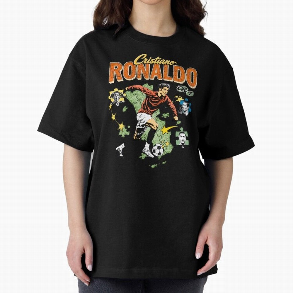 CR7 Cristiano Ronaldo Vintage Oversized T-Shirt Celebrate Fan Culture around Global Football Passion for FIFA World Cup 2026 USA Canada Mexico, Featuring Messi, Portugal, Spain and Germany, Football Passion, Legendary Performances, Festival Vibes
