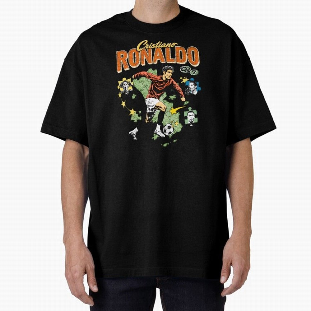 CR7 Cristiano Ronaldo Vintage Oversized T-Shirt Celebrate Fan Culture around Global Football Passion for FIFA World Cup 2026 USA Canada Mexico, Featuring Messi, Portugal, Spain and Germany, Football Passion, Legendary Performances, Festival Vibes