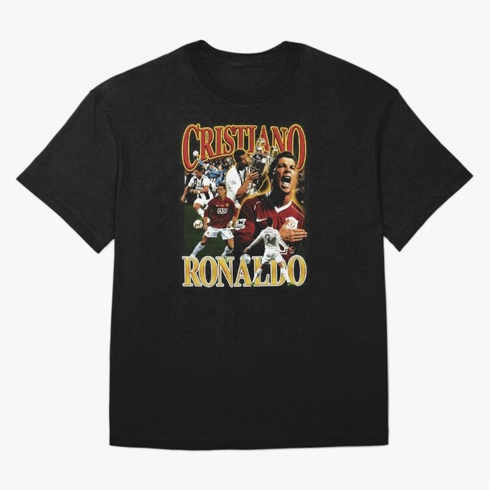 Cristiano Ronaldo Retro Collage Oversized T-Shirt Live for the Drama of Match Day Hype around FIFA World Cup 2026 Group Stage, Neymar, Argentina, France and Brazil, Tournament Hype, Historic Matchups, Family Viewing Parties and Global Sports Pride;