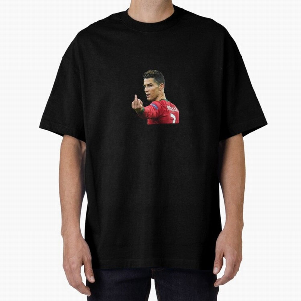 Cristiano ronaldo showing middle finger Oversized T-Shirt Celebrate Every Goal in the FIFA World Cup 2026 USA Canada Mexico Journey through Mbappe Highlights, England and Germany Pride, Championship Spirit, Famous Goals, Roaring Crowds and