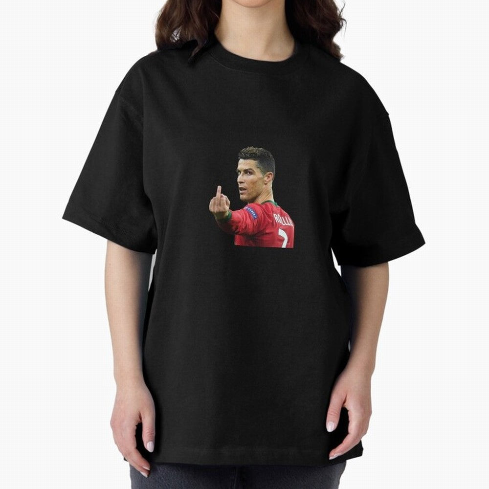 Cristiano ronaldo showing middle finger Oversized T-Shirt Celebrate Every Goal in the FIFA World Cup 2026 USA Canada Mexico Journey through Mbappe Highlights, England and Germany Pride, Championship Spirit, Famous Goals, Roaring Crowds and