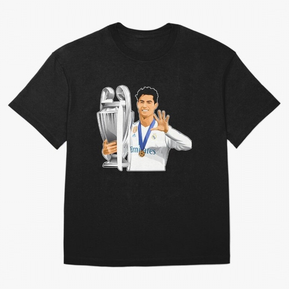 Ronaldo Throphy Oversized T-Shirt Feel Match Day Hype around FIFA World Cup 2026 USA Canada Mexico, Neymar, Portugal, Spain and Germany, Global Supporter Spirit, Legendary Goals, National Colors and Tournament Celebration; Ideal for Football Dads,