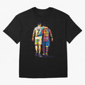 Cristiano Ronaldo & Messi Oversized T-Shirt Celebrate National Team Dreams in Global Football Passion for FIFA World Cup 2026 Group Stage, Capturing CR7, Brazil, Vintage Soccer Flavor, Modern Football Stars, National Flags and Final Night Emotion;