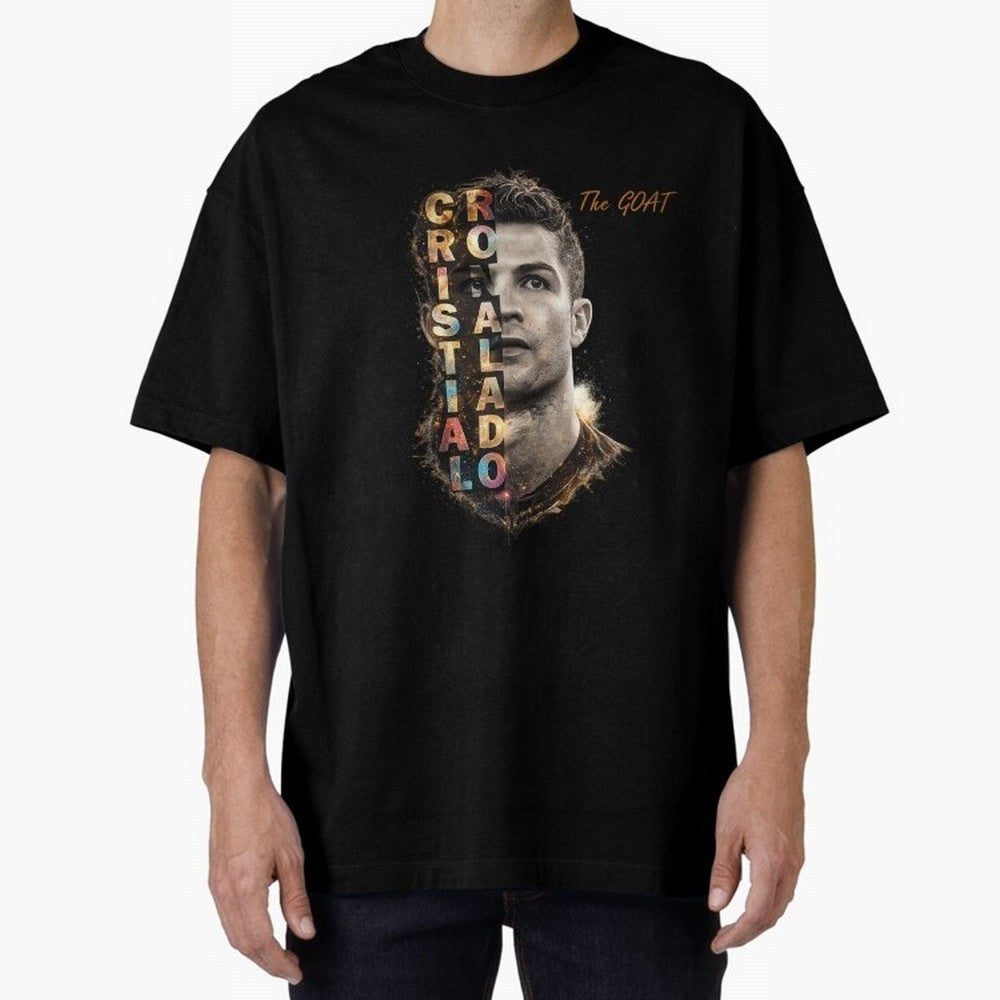 Cristiano Ronaldo Multicolor GOAT Oversized T-Shirt Feel FIFA World Cup 2026 for Fans of Haaland and Mbappe and England, France and Netherlands, Bringing Match Day Excitement, Supporter Culture, Golden Goals and Global Football Passion; Ideal for