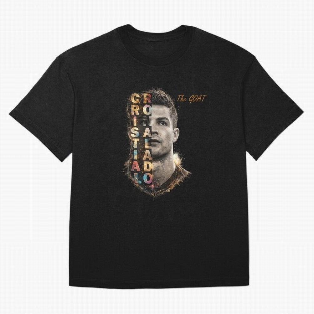 Cristiano Ronaldo Multicolor GOAT Oversized T-Shirt Feel FIFA World Cup 2026 for Fans of Haaland and Mbappe and England, France and Netherlands, Bringing Match Day Excitement, Supporter Culture, Golden Goals and Global Football Passion; Ideal for