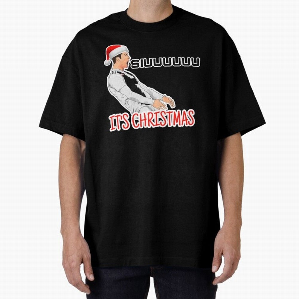 Siuuu it¡¯s Christmas CR7 funny Oversized T-Shirt Celebrate Classic Football Spirit in FIFA World Cup 2026 Filled with CR7 and Messi, England, France and Netherlands Energy, Worldwide Fan Energy, Dramatic Goals, Stadium Lights and Championship