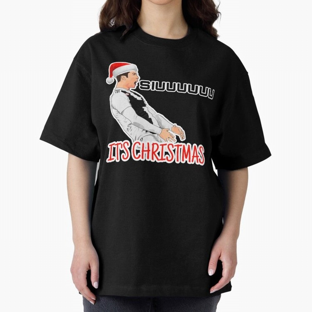 Siuuu it¡¯s Christmas CR7 funny Oversized T-Shirt Celebrate Classic Football Spirit in FIFA World Cup 2026 Filled with CR7 and Messi, England, France and Netherlands Energy, Worldwide Fan Energy, Dramatic Goals, Stadium Lights and Championship