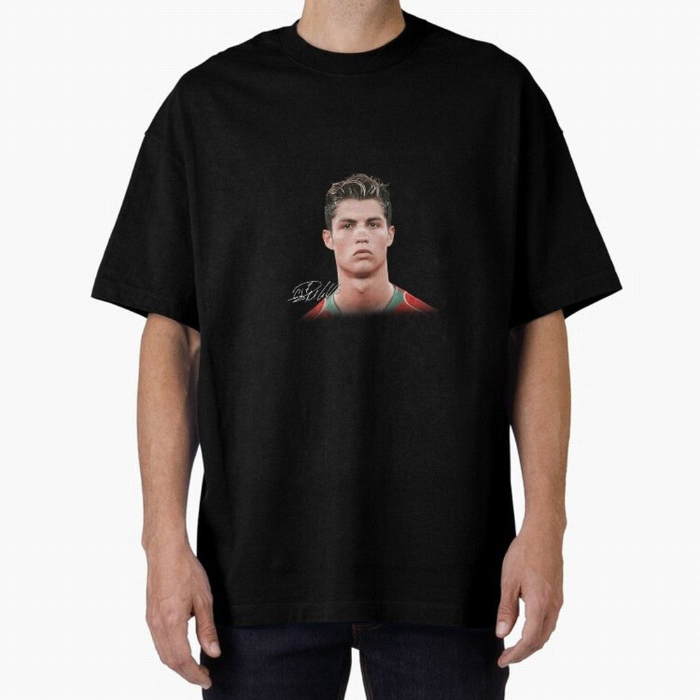 Cristiano Ronaldo Big Face Young Ronaldo Oversized T-Shirt Experience the Global Stage of FIFA World Cup 2026 Group Stage Centered on Mbappe and Neymar, England Energy, Supporter Pride, Iconic Celebrations, Legendary Names and Global Match Day
