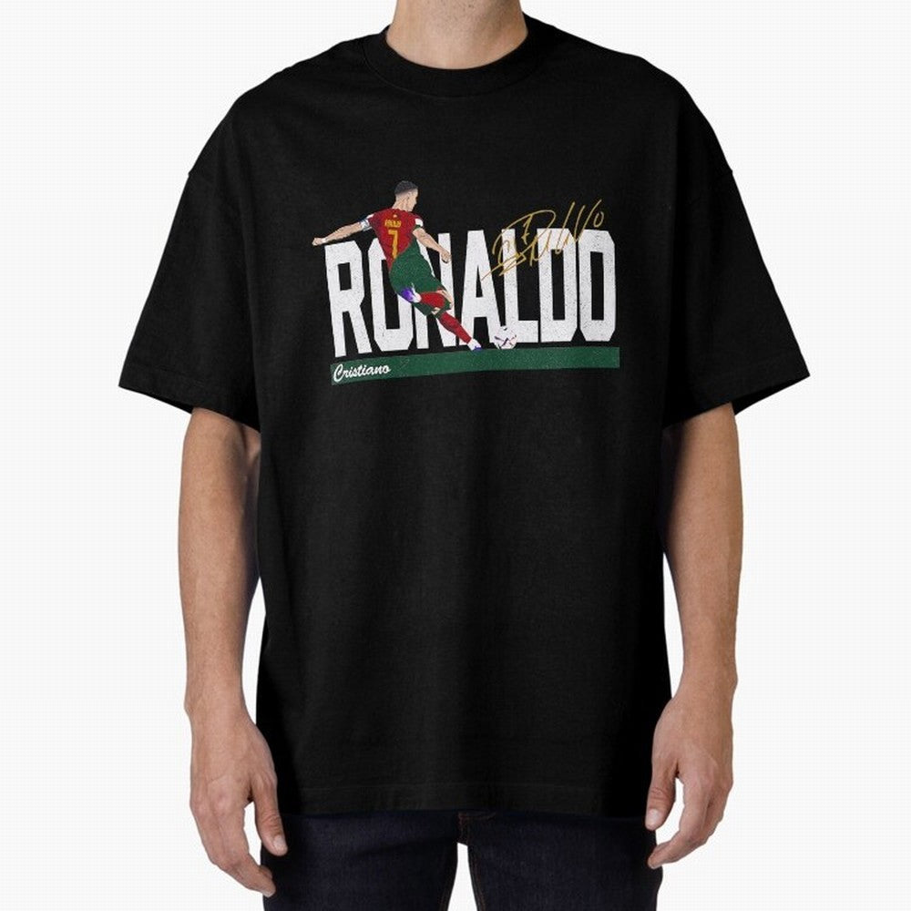 Cristiano Ronaldo Portugal Jersey -Last World Cup 2 Vintage Style Oversized T-Shirt Back Your Heroes with FIFA World Cup 2026 for Fans of Messi, CR7 and Mbappe and Portugal, Spain and Germany, Bringing Football Festival Excitement, Trophy