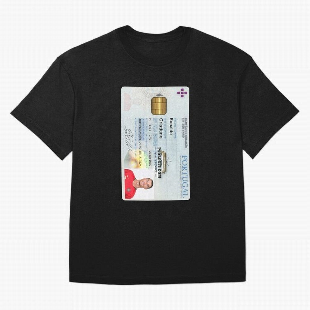 Cristiano Ronaldo CARD ID Oversized T-Shirt Elevate Match Day Hype around FIFA World Cup 2026 Group Stage, Mbappe, England, Stadium Memories, Football Loyalty, International Chants and Championship Tradition; Ideal for Football Dads, Football Moms,