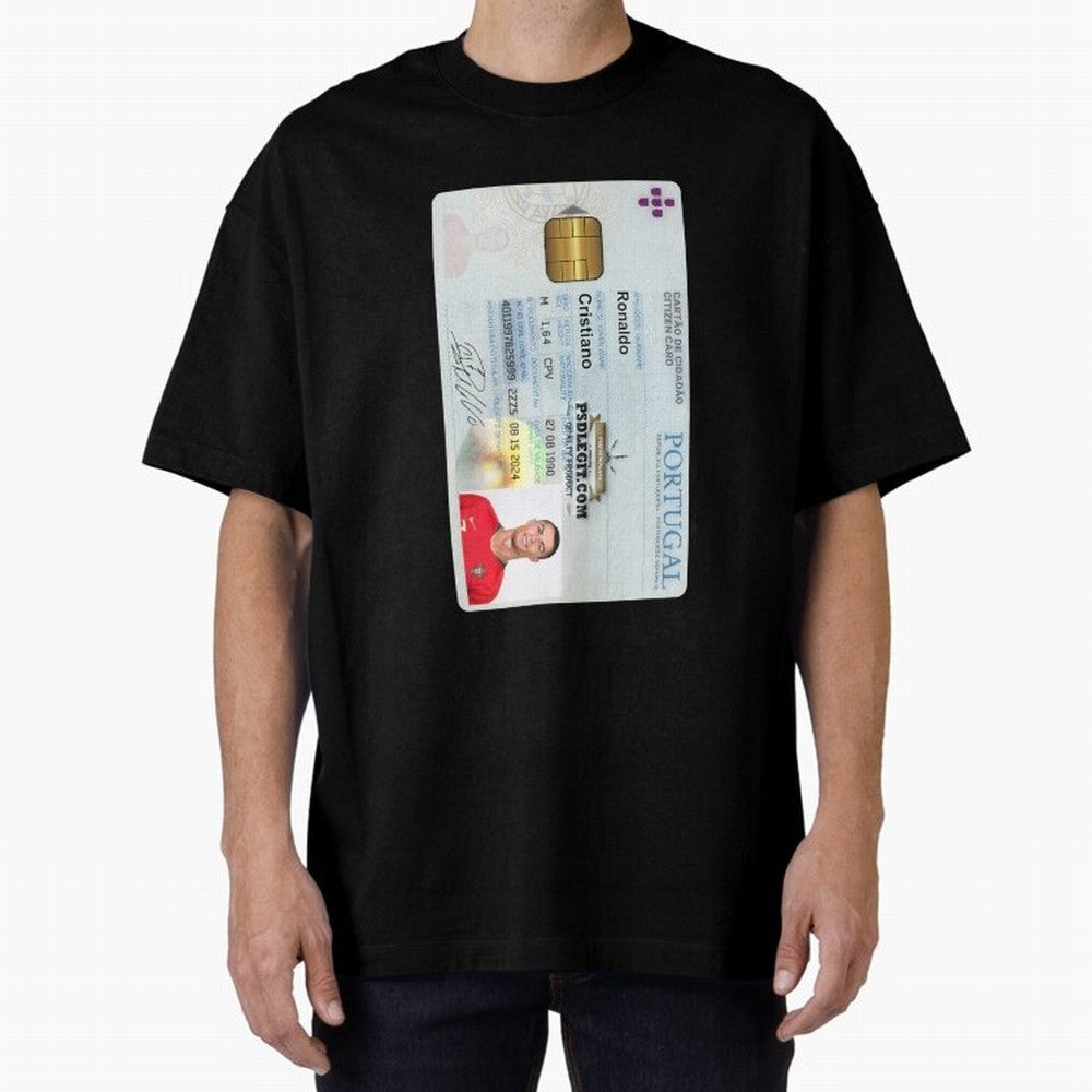 Cristiano Ronaldo CARD ID Oversized T-Shirt Elevate Match Day Hype around FIFA World Cup 2026 Group Stage, Mbappe, England, Stadium Memories, Football Loyalty, International Chants and Championship Tradition; Ideal for Football Dads, Football Moms,
